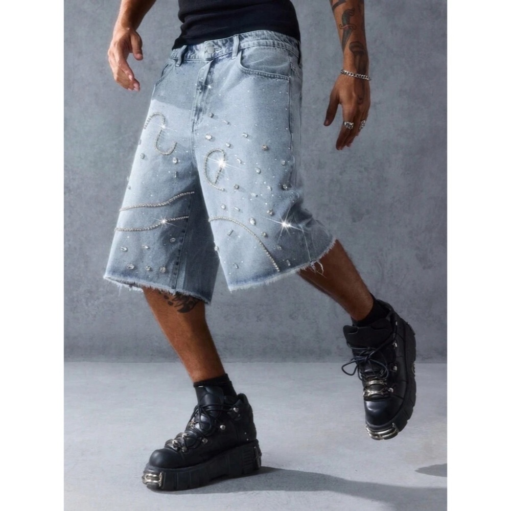 Romwe Men’s Light Blue Jean Shorts